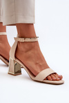 Beige Suede Sandals with Block Heel Pholia