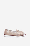 Leather Perforated Ballet Flats With Open Toes S.Barski LR51-922 Beige