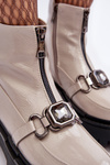 Women's Glossy Zip-up Boots D&A MR870-94 Light gray