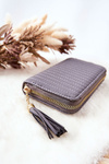 Quilted Wallet with Tassel Grey
