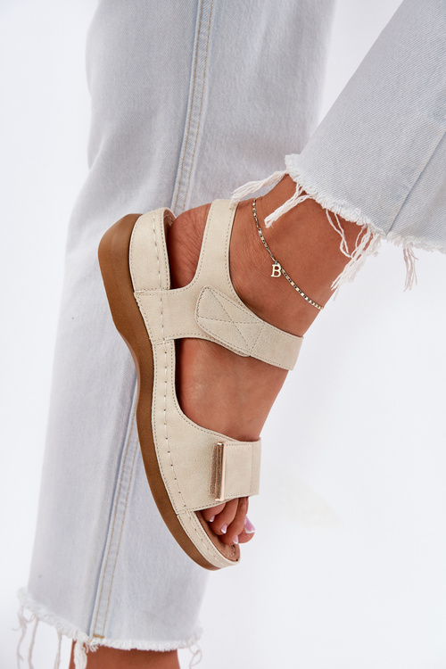 Comfortable women's sandals with Velcro gold Iphiope