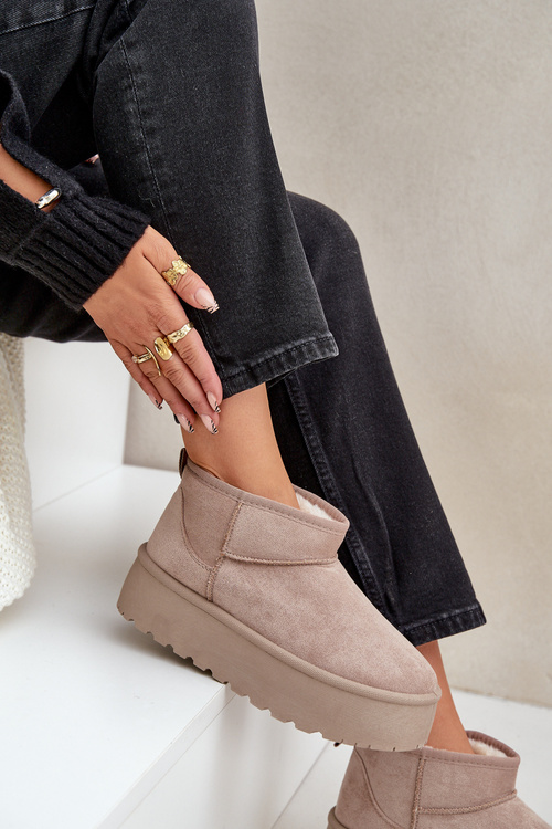 Womens Snow Boots On Platform Beige Ninala