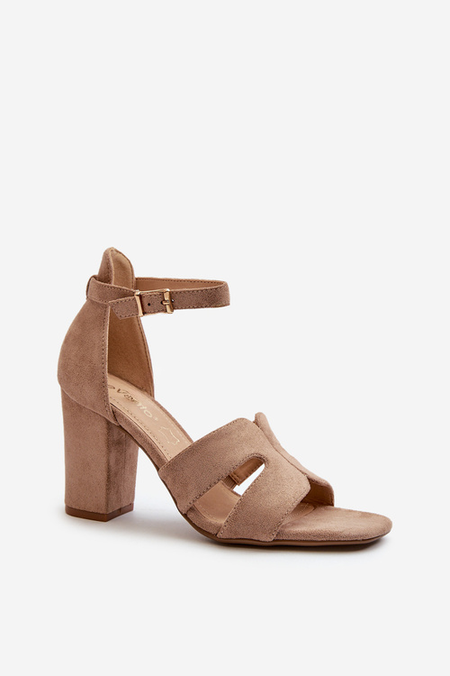 Fashionable Suede High Heels Sandals Camel Aubrey