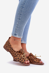 Zazoo 2660 Leather Ballet Flats Women In Leopard Print Brown