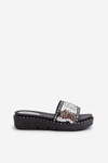 Women's Flip Flops With Sequins Black-Silver Rivanique