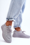 Buty Sportowe Damskie Wsuwane Materiałowe Szare Zauna C2002