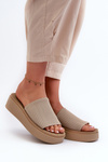 Women's Platform Slides Sergio Leone SK083H Beige