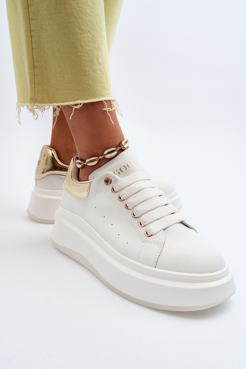 Sneakersy Damskie Skóra Naturalna Białe GOE NN2N4031