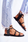 Women's Sandals With Studs In Black Cavos