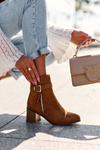 Suede Boots With Buckle Heel Brown Bronte