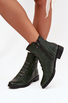 Insulated women's boots with flat heel green Labise