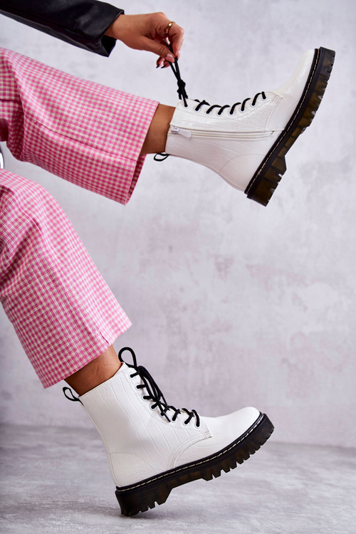 Women's Warm Snakeskin Boots White Salma