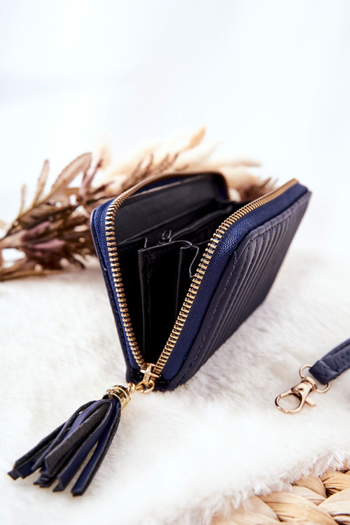 Quilted Wallet with Tassel Navy