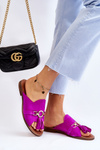 Women's Suede Slippers Lewski Shoes 3226 Fuchsia