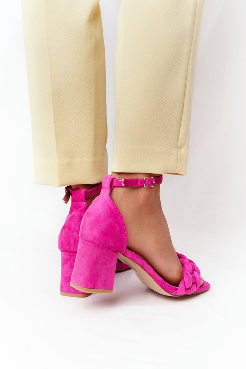 Suede High Heel Sandals Fuchsia Long Island