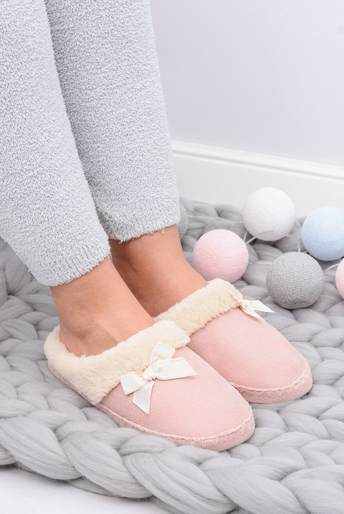 Women's Flip Flops With Fleece And Bow Tie SOXO Pink