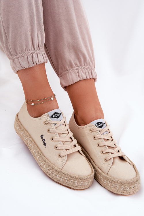 Women's Sneakers With Braiding Lee Cooper LCW-25-44-3215 Beige