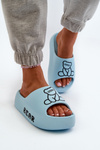 Women's Foam Slides on Chunky Sole with Bear Blue Lamira
