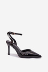 Lacquered High Heels with Open Heel Black Laretta