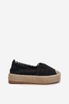 Koronkowe Damskie Espadryle Na Platformie Elarose Czarne