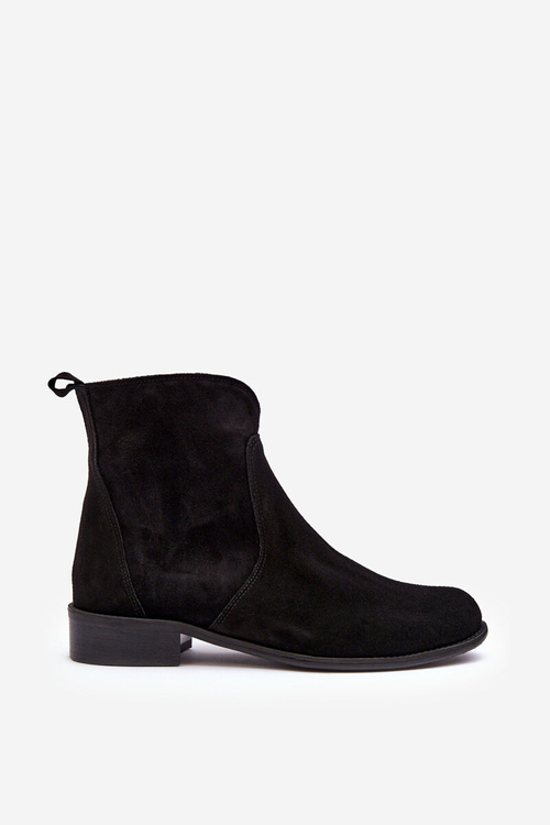 Women's Suede Boots with Zipper Black Nicole 2829