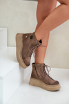 Suede Ankle Boots On A Chunky Platform Maciejka 06309-02 Dark Brown