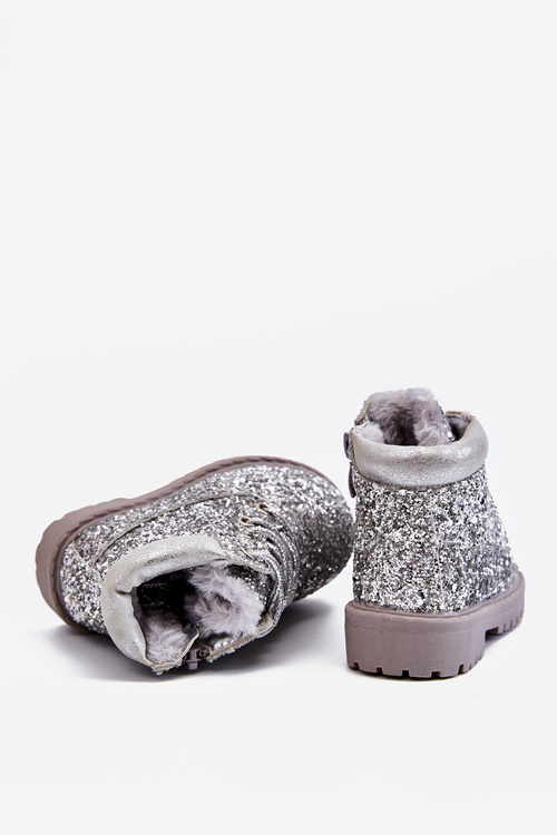 Children's Insulated Glitter Boots Silver Mermaid