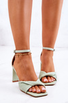 Leather Sandals On A Bar Green Sheela