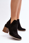 Ankle Boots on Chunky Heel with Cutout Black Jolnima