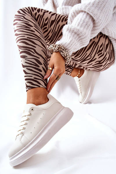 Leather Sneakers On A Platform Beige Lemmy