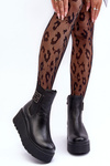 Women's Leather Boots On Massive Platform Black Savira