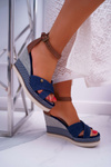 Women's Platform Sandals Jeans Navy Blue DoThis!