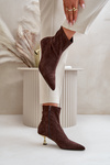 Women's Stiletto Boots Eco Suede With Pointed Toes Brown Irithare