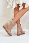 Wedge Ankle Boots With Decorative Strap Beige Kaiviana