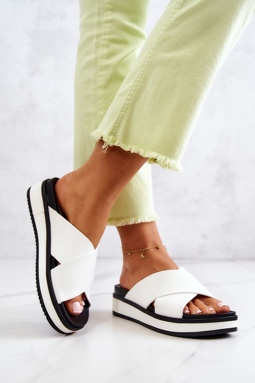 Leather Women's Slippers Big Star JJ274723 White