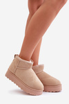 Women's Snow Boots On Platform Insulated With Fur Beige Xamella