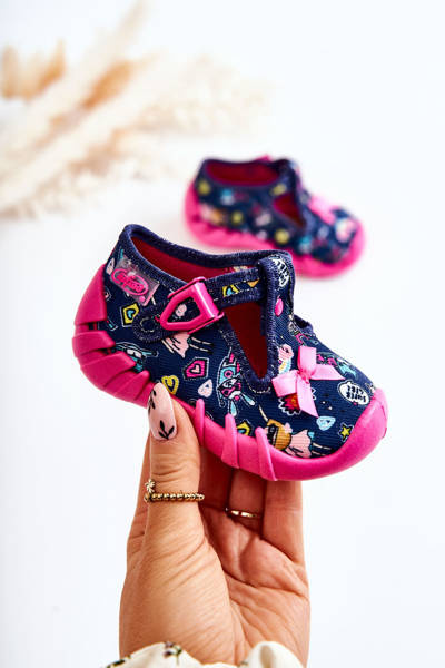 Buty Papcie Supergirl Z Kokardką Granatowe Befado 110P456