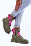 Women's Suede Boots on a Platform Green Raftera