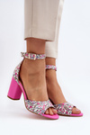 Sandały W Kwiaty Na Słupku Fuksja Vitamella GG-127