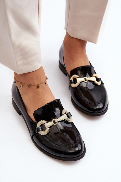 Zazoo 2880 Women's Patent Loafers With Decoration Black