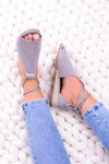 Grey Suede Sandals on Light Platform Espanoso