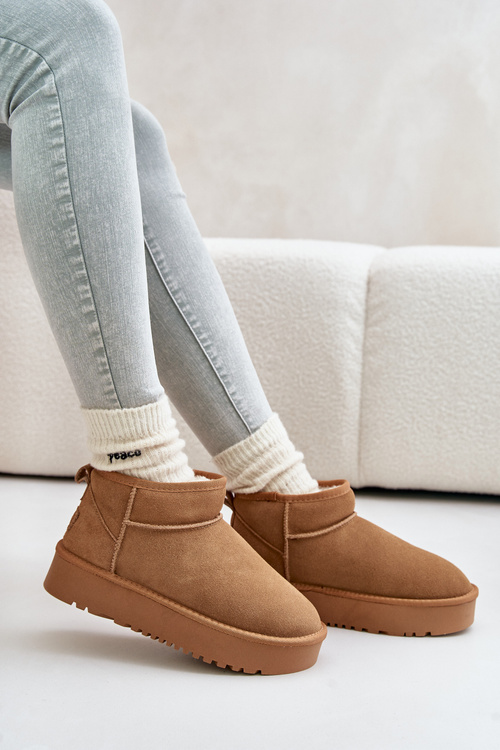 Women's Suede Snow Boots On Platform Camel Nereviana
