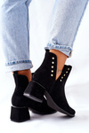 Women's Suede Boots With Cut outs Lewski  Black 3074/B