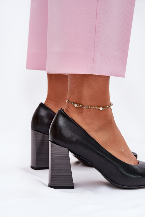 Leather Heels On A Heel Black Gregosa