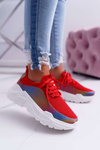 Sporty Women's Thick Sole Shoes Holographic Red Party Up