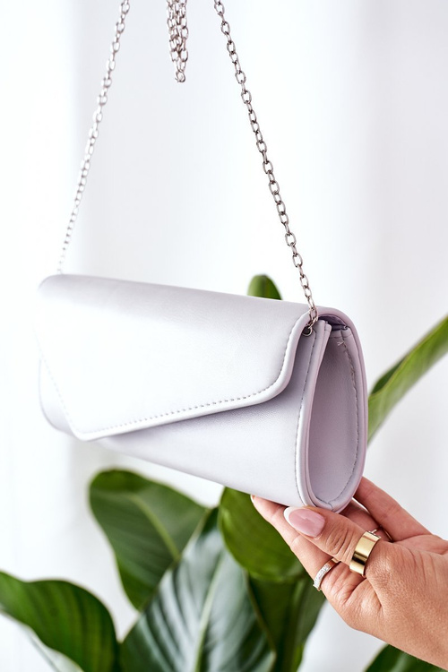 Elegant Clutch Bag With Chain Grey