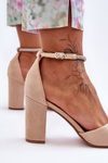 Suede Pumps with Rhinestones Beige Diamond 