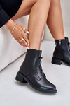 Leather Ankle Boots With Zipper Insulated Black Olidrila
