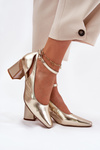 Leather Heeled Shoes Maciejka K6816-25 Gold