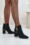 Women's Heeled Booties with Pointed Toes Eco Suede Black Raisha